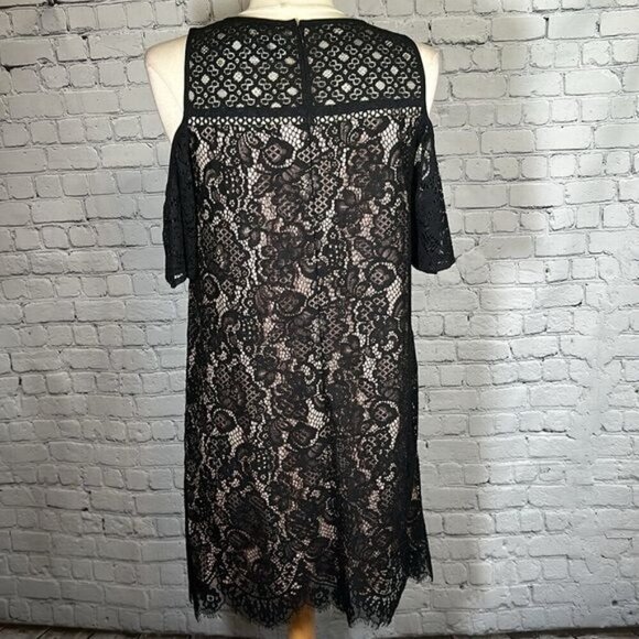 Loft Boudoir Lace Cold Shoulder Black Nude Dress size 4 NEW NWT - Picture 7 of 16